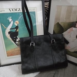 Chiarugi Italian Leather Black Tote Bag